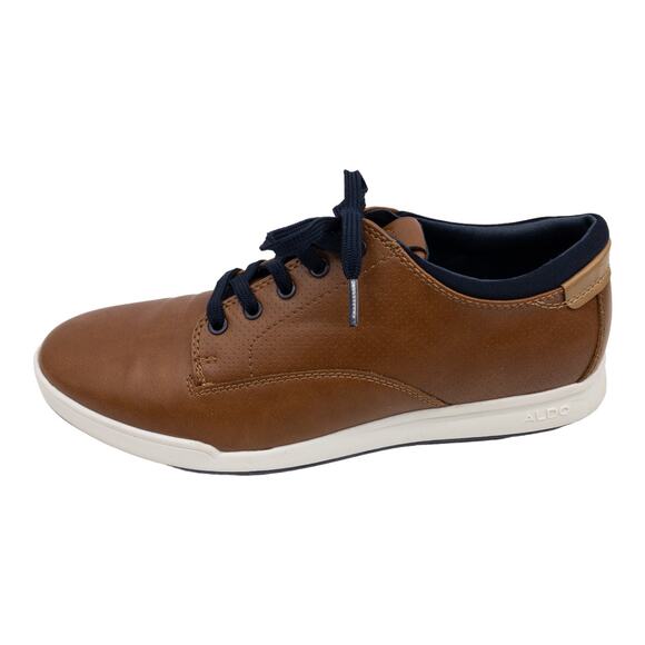 ALDO Men's Cognac Brown Vilasen Perforated Lace Up Loafer Sneakers 9 - Picture 1 of 12